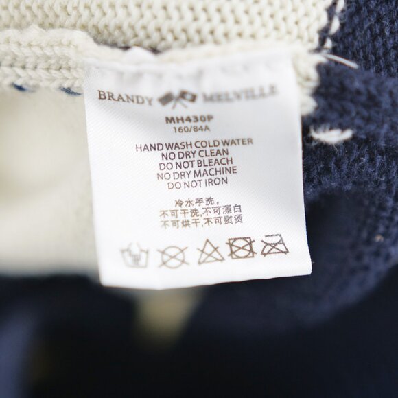 Brandy Melville Cotton Knit block Striped Sweater blue white 160 84A Size 14 - Picture 5 of 9